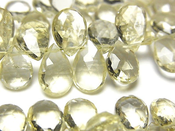 [Video] High Quality Green Beryl AAA - Pear shape Faceted Briolette 1/4 or 1strand beads (aprx.6 inch / 15 cm)