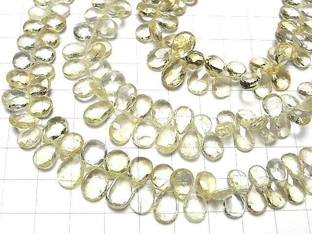 [Video] High Quality Green Beryl AAA - Pear shape Faceted Briolette half or 1strand beads (aprx.6 inch / 15 cm)