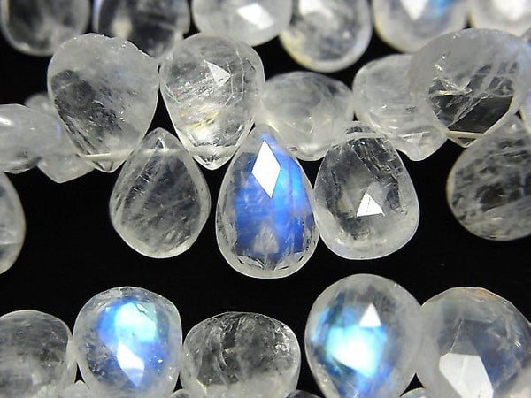 [Video] High Quality Rainbow Moonstone AA ++ Pear shape Faceted Briolette half or 1strand beads (aprx.7 inch / 18 cm)