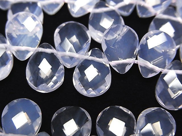 [Video] High Quality Scorolite AAA Pear shape  Faceted Briolette  [8x6mm][9x7mm] half or 1strand beads (aprx.5inch/12cm)