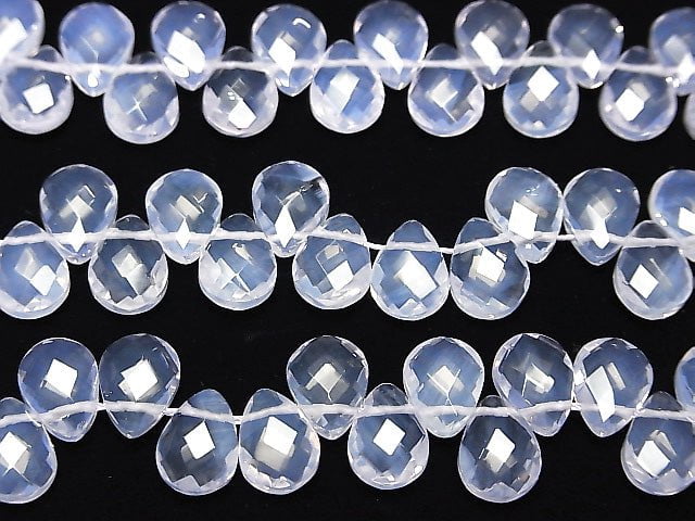 [Video] High Quality Scorolite AAA Pear shape  Faceted Briolette  [8x6mm][9x7mm] half or 1strand beads (aprx.5inch/12cm)