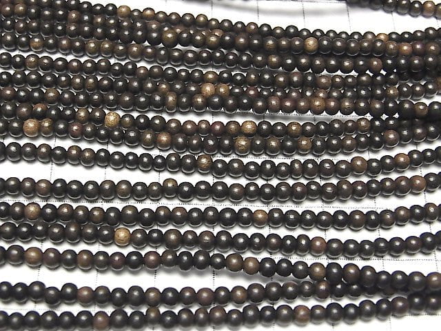 1strand $3.79! Ebony Wood  Semi Round 3mm 1strand beads (aprx.15inch/38cm)