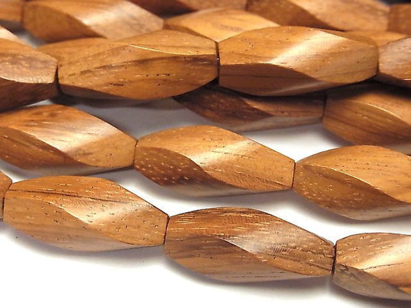 1strand $5.79! Wood Beads  4Faceted Twist Faceted Rice 25x10x10mm 1strand beads (aprx.15inch/36cm)