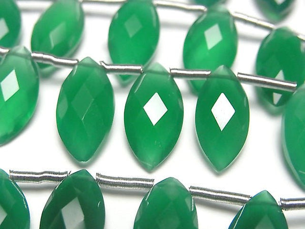 [Video] High Quality Green Onyx AAA Faceted Marquise Faceted Briolette 16x8mm half or 1strand beads (aprx.6inch / 14cm)