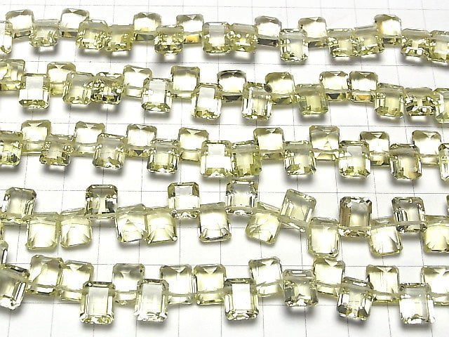 [Video] High Quality Lemon Quartz AAA rectangle Faceted 10 x 8 x 5 mm 1/4 or 1strand beads (aprx.6 inch / 15 cm)