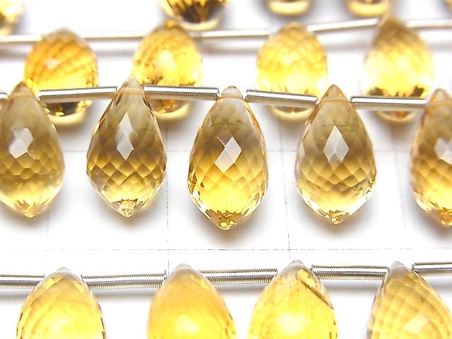 [Video] MicroCut High Quality Citrine AAA+ Drop Faceted Briolette half or 1strand (10pcs)