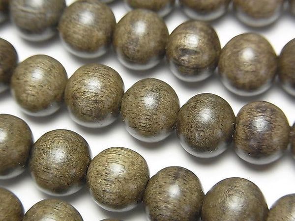Gray wood Semi Round 8mm 1strand beads (aprx.15inch / 38cm)