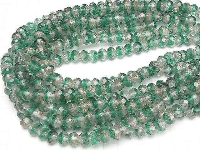 [Video] Lampwork Beads Faceted Button Roundel 10x10x7mm [Green] half or 1strand beads (aprx.14inch / 34cm)