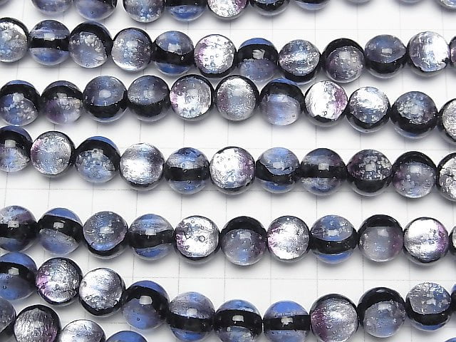 Lampwork Beads Round 10mm [Purple] 1/4 or 1strand beads (aprx.14inch/35cm)