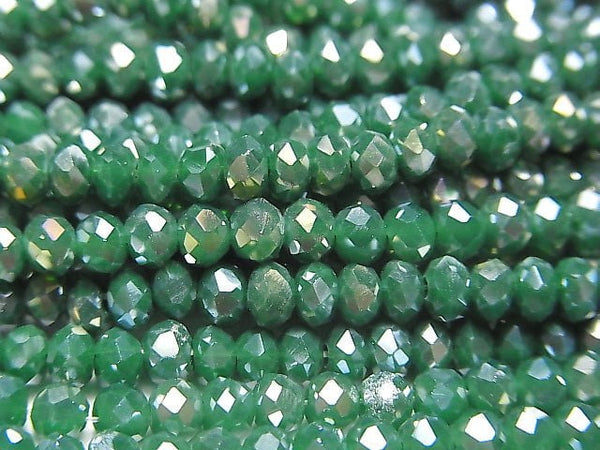 1strand $1.79! Glass Beads  Faceted Button Roundel 3 x 3 x 2 mm Green AB 1 strand beads (aprx.15 inch / 36 cm)