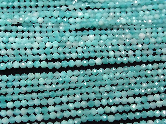 High Quality! 1strand $5.79! Amazonite Silica AA ++ Faceted Round 3mm 1strand beads (aprx.15inch / 37cm)