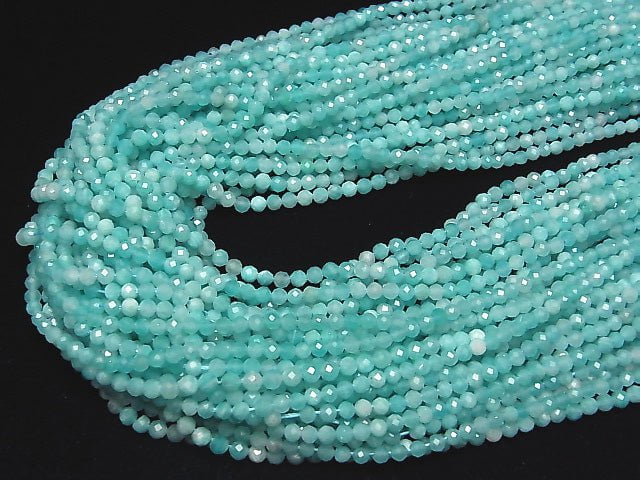 High Quality! 1strand $5.79! Amazonite Silica AA ++ Faceted Round 3mm 1strand beads (aprx.15inch / 37cm)