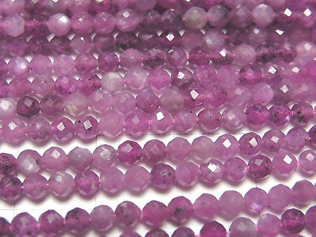 High Quality! Star Ruby (Pink Sapphire) AA++ Faceted Round 3mm half or 1strand beads (aprx.15inch / 37cm)