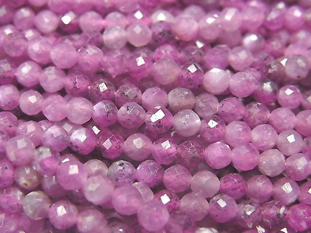 High Quality! Star Ruby (Pink Sapphire) AA++ Faceted Round 3mm half or 1strand beads (aprx.15inch / 37cm)
