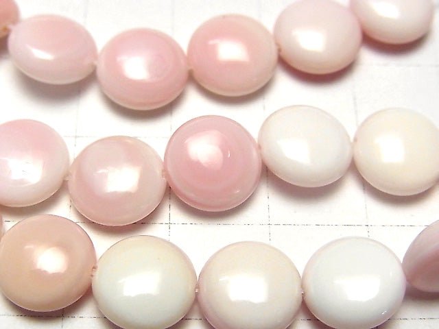 Queen Conch Shell AAA Coin 10 x 10 x 5 mm half or 1 strand beads (aprx.15 inch / 38 cm)