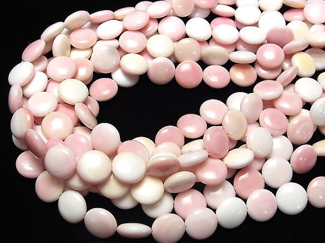 Queen Conch Shell AAA Coin 12 x 12 x 5 mm half or 1 strand beads (aprx.15 inch / 38 cm)