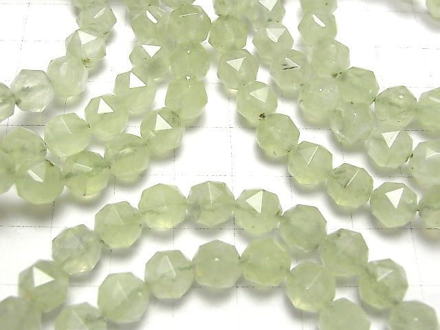 [Video] High Quality! Prehnite AAA-Star Faceted Round 8mm 1strand (Bracelet)