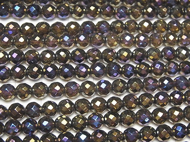 [Video] Flash Smoky Quartz 64Faceted Round 6mm half or 1strand beads (aprx.15inch/37cm)