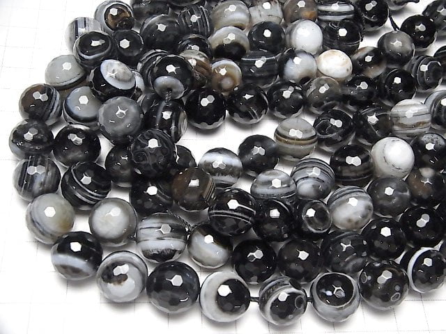 [Video] Tibetan Agate 128 Faceted Round 15 mm half or 1 strand beads (aprx. 14 inch / 35 cm)