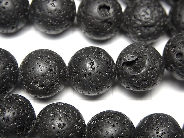 Black Lava Round 12mm 1strand beads (aprx.15inch / 36cm)