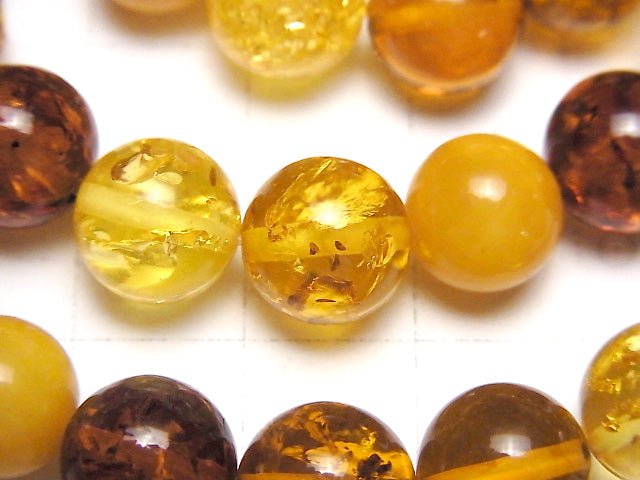 [Video]  Multicolor Amber Round 10mm 1strand (Bracelet)