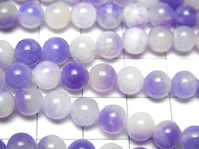 1strand $3.79! Purple & Light Yellow Jade Round 6mm 1strand beads (aprx.15inch / 38cm)