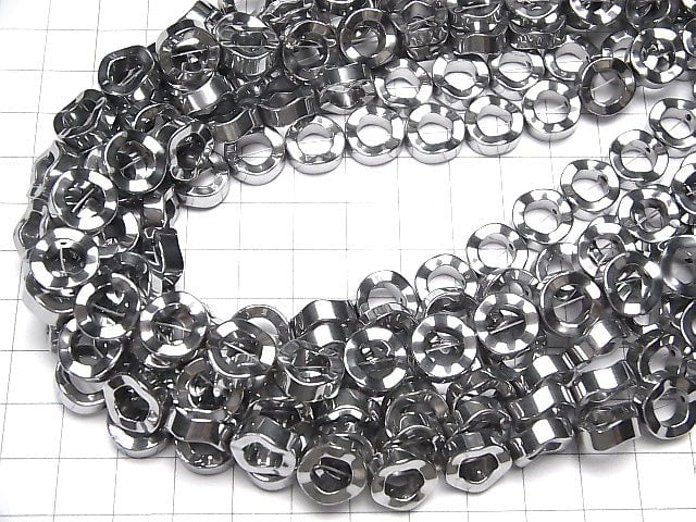 [Video] 1strand $6.79! Hematite deformed Coin (donut) 12 x 12 mm x 4 mm Silver coating 1 strand (Approx 38 cm