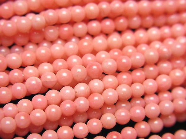 1strand $4.79! Pink Coral (Dyed) Round 3mm 1strand beads (aprx.15inch / 38cm)
