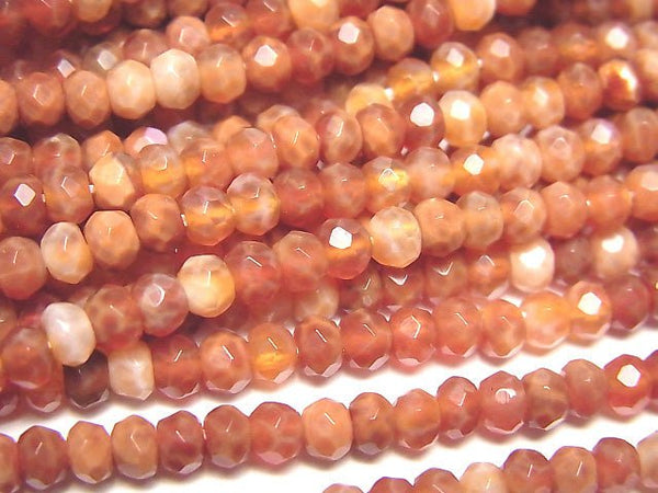 [Video] Fire Agate Faceted Button Roundel 4 x 4 x 3 mm half or 1 strand beads (aprx. 15 inch / 38 cm)
