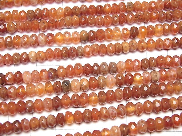 [Video] Fire Agate Faceted Button Roundel 6 x 6 x 4 mm half or 1 strand (apr x 15 inch / 38 cm)