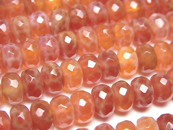 [Video] Fire agate Faceted Button Roundel 8x8x5mm half or 1strand beads (aprx.15inch/38cm)