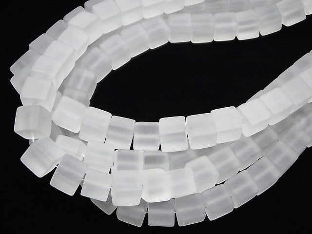 [Video] Frosted Crystal Quartz  Cube 10x10x10mm half or 1strand beads (aprx.15inch/37cm)