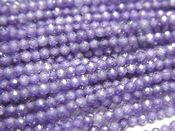[Video] High Quality! Cubic Zirconia AAA Faceted Round 2 mm [purple] 1 strand beads (aprx.15 inch / 38 cm)