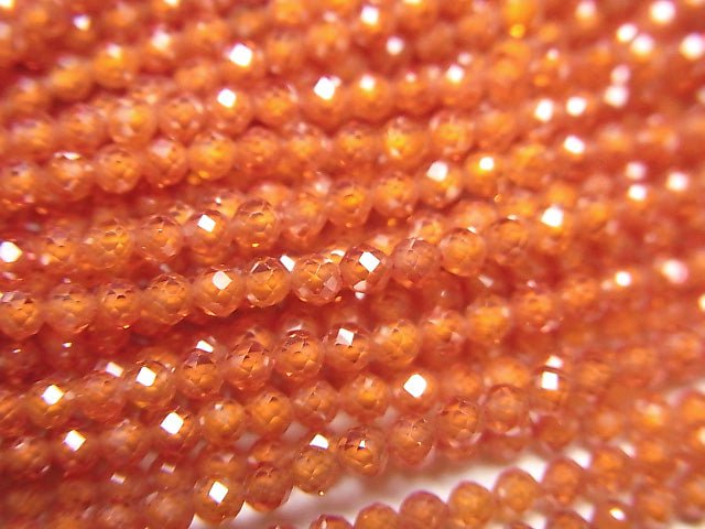 [Video] High Quality! Cubic Zirconia AAA Faceted Round 2 mm [Red Orange] 1 strand beads (aprx.15 inch / 38 cm)
