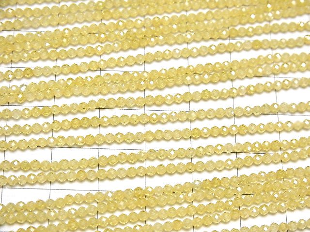 [Video] High Quality! Cubic Zirconia AAA Faceted Round 2mm [Yellow] 1strand beads (aprx.15inch / 36cm)