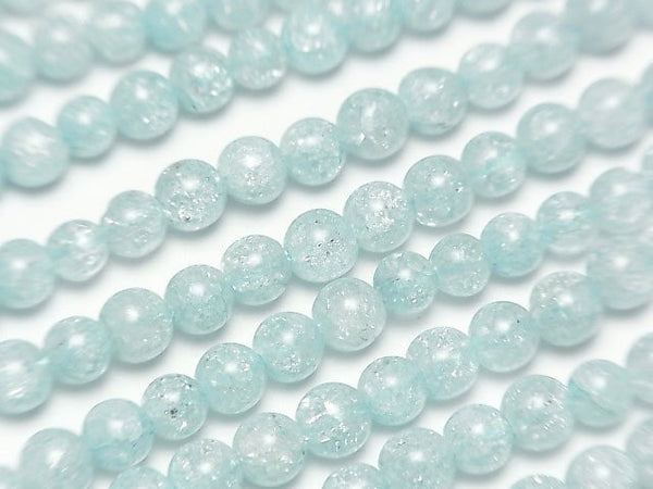 1strand $5.79! Blue Color 2 Cracked Crystal Round 4mm 1strand beads (aprx.15inch / 37cm)