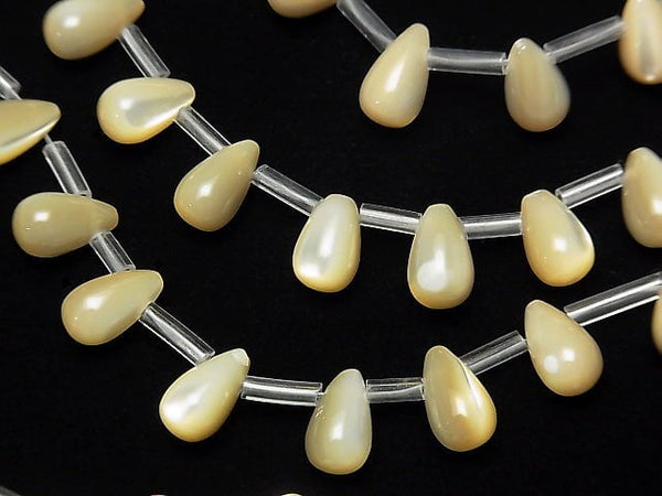 1strand $9.79! Mother of Pearl MOP Drop (Smooth) 10 x 6 x 6 mm beige 1 strand beads (aprx. 13 inch / 33 cm)
