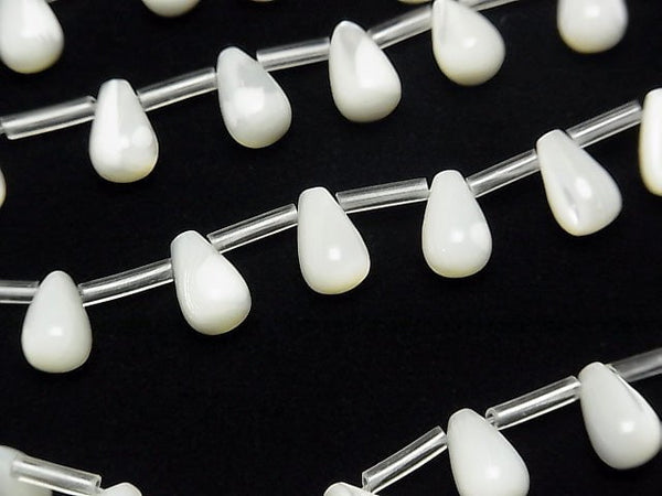 1strand $9.79! Mother of Pearl MOP Drop (Smooth) 10x6x6mm White 1strand beads (aprx.13inch / 33cm)