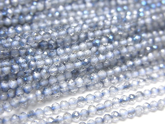 [Video] High Quality! Topaz AAA Faceted Round 2mm Blue Coating 1strand beads (aprx.15inch / 37cm)