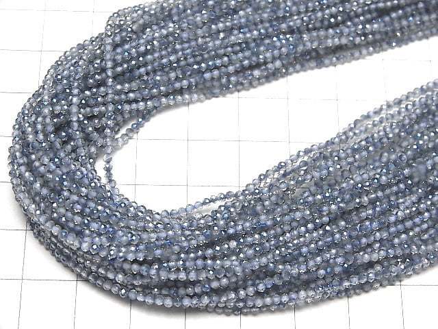 [Video] High Quality! Topaz AAA Faceted Round 2mm Blue Coating 1strand beads (aprx.15inch / 37cm)