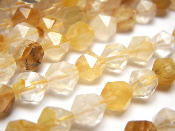 [Video] Yellow Hematite Quartz 24 Faceted Round 8 mm half or 1 strand beads (aprx.15 inch / 36 cm)