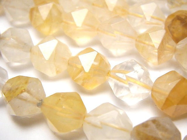 Yellow Hematite Quartz 24 Faceted Round 10 mm half or 1 strand beads (aprx.15 inch / 36 cm)