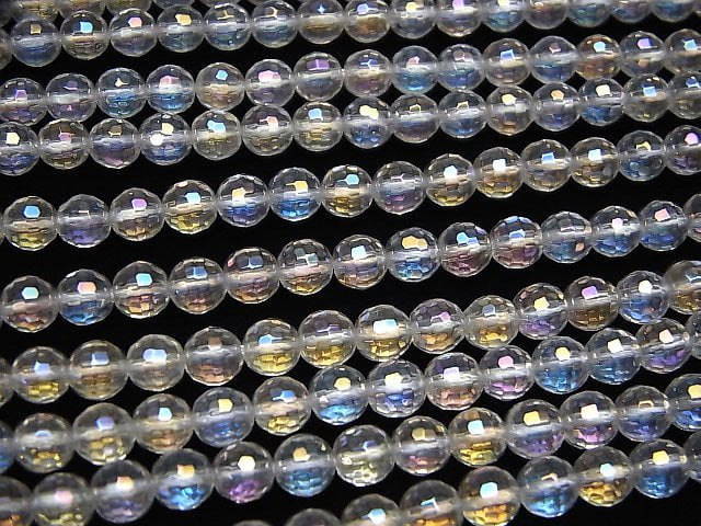 [Video] Aqua Crystal  128Faceted Round 6mm half or 1strand beads (aprx.15inch/38cm)
