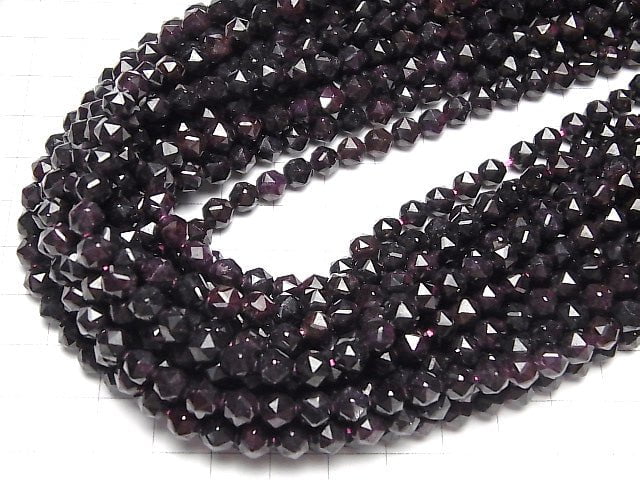 [Video] High Quality! Garnet AA Star Faceted Round 6mm 1strand beads (aprx.15inch / 37cm)