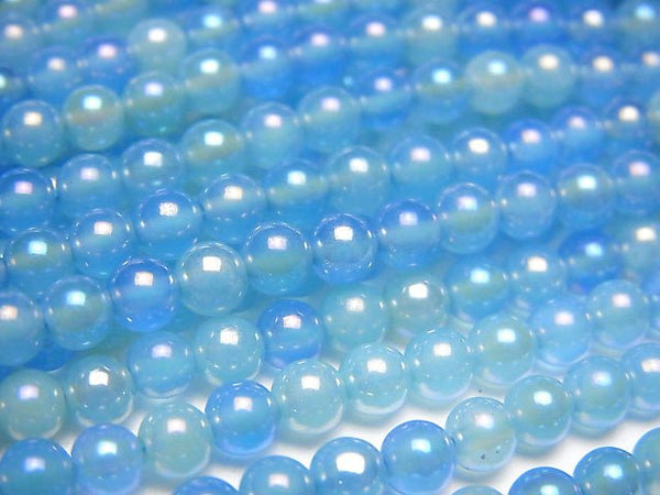 [Video] Flash, Blue Color Chalcedony Round 4mm 1strand beads (aprx.15inch / 38cm)