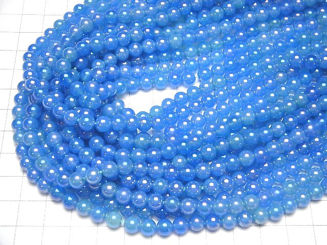 [Video] Flash, Blue Color Chalcedony Round 6mm 1strand beads (aprx.15inch / 37cm)