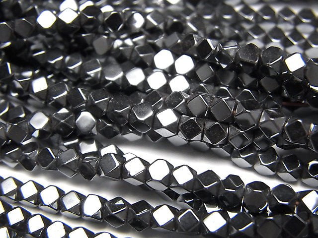 [Video] Hematite  Small Size Cube Shape 3x3mm x3mm  1strand beads (aprx.15inch/38cm)