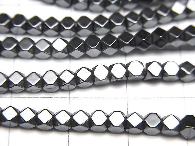 [Video] Hematite  Small Size Cube Shape 3x3mm x3mm  1strand beads (aprx.15inch/38cm)