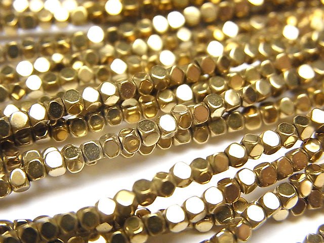 [Video] Hematite Cube Shape 2 x 2 mm x 2 mm gold coating 1 strand beads (aprx.15 inch / 38 cm)