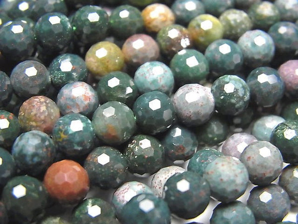[Video] Bloodstone 128Faceted Round 6mm 1strand beads (aprx.14inch / 35cm)